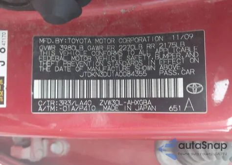 2010 Toyota Prius Iv z USA, uszkodzony, nr VIN JTDKN3DU1A0084355